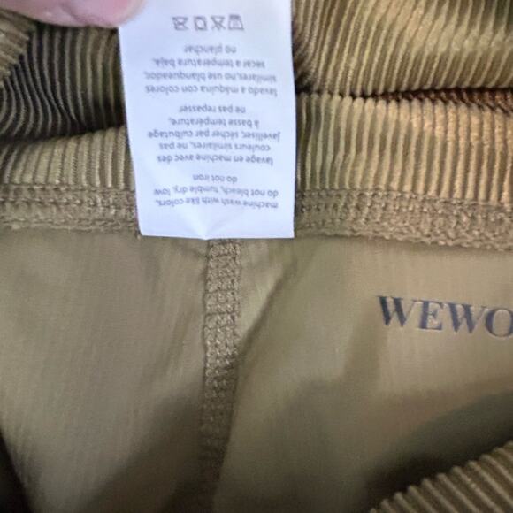 WeWoreWhat Chain High Rise Ribbed Green Leggings NWT Sz Medium Gold Chain Detail - Picture 14 of 15